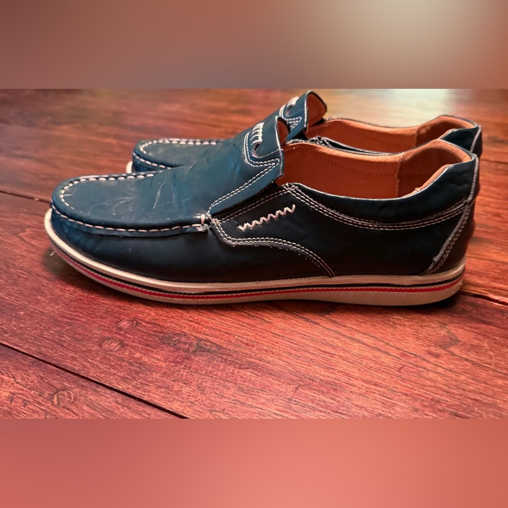 Men's Leather Urban Loafer Nautical Navy Slip on Comfort Driving Shoe Size 9 - Picture 8 of 13